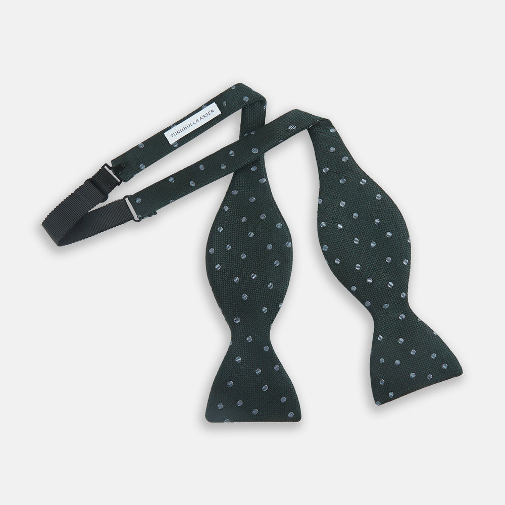 Pale Blue and Green Micro Dot Silk Bow Tie