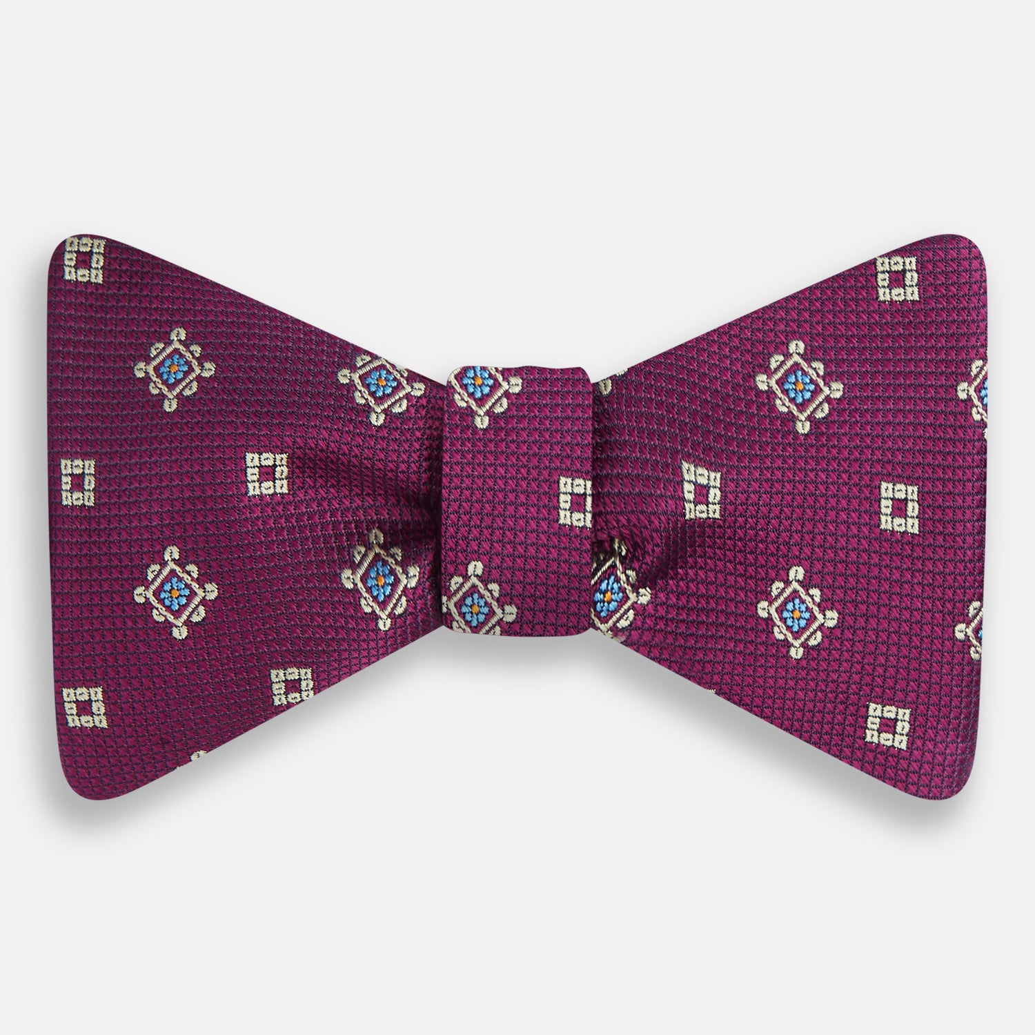 View 1 of product Magenta Motif Silk Bow Tie