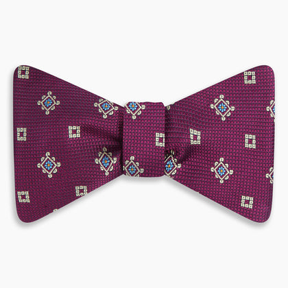 Magenta Motif Silk Bow Tie Image 3