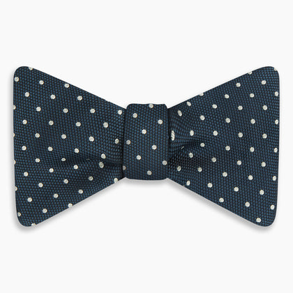 Navy Micro Dot Silk Bow Tie Image 3