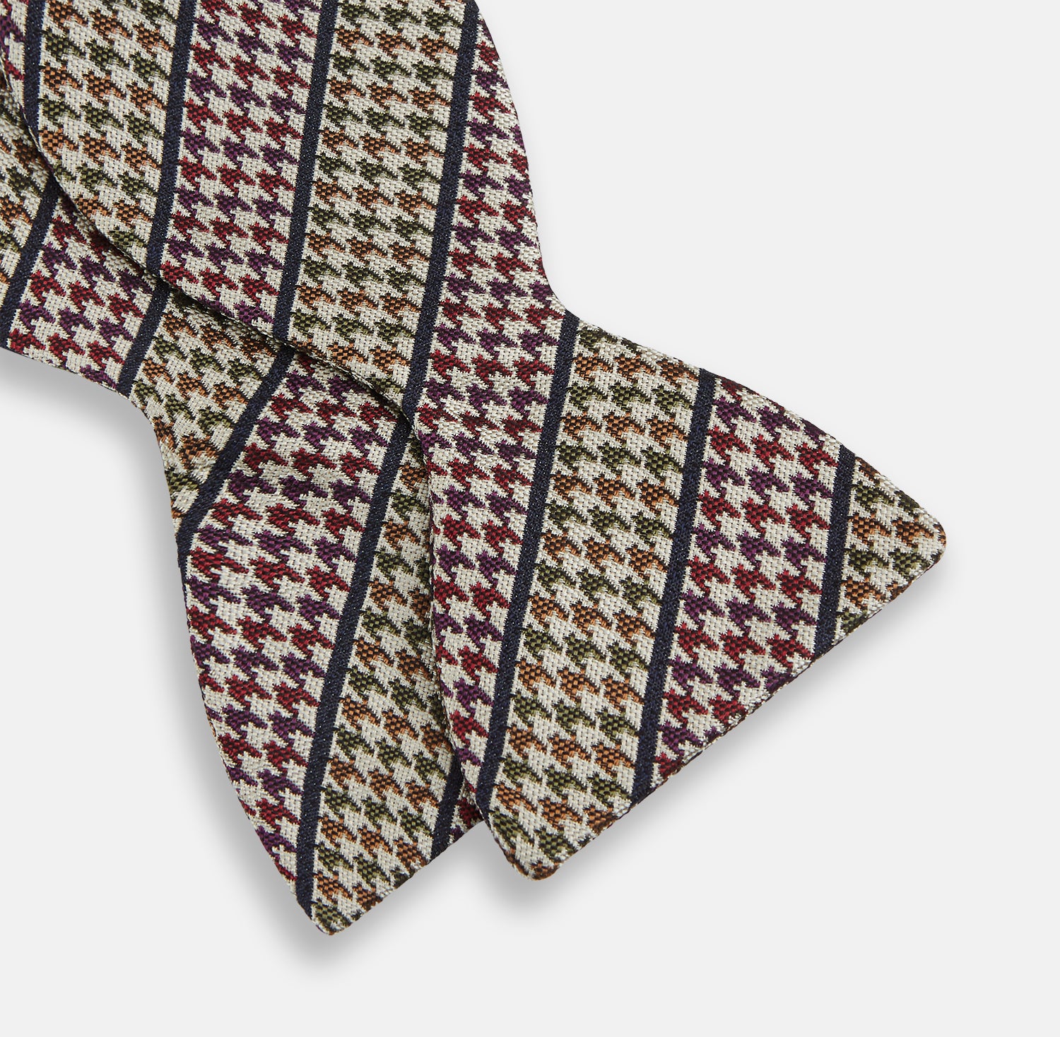 View 3 of product Brown Puppytooth Stripe Silk Bow Tie