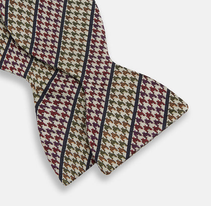 Brown Puppytooth Stripe Silk Bow Tie Image 2