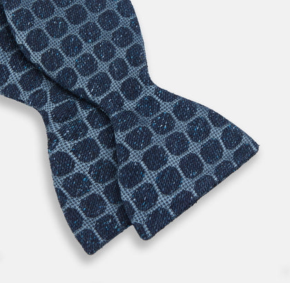 Navy Grid Silk Bow Tie Image 2