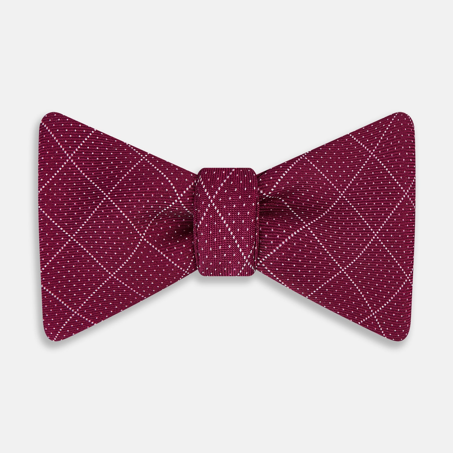 Image 1 of product Burgundy Dotted Check Pattern Printed Silk Bow Tie OS