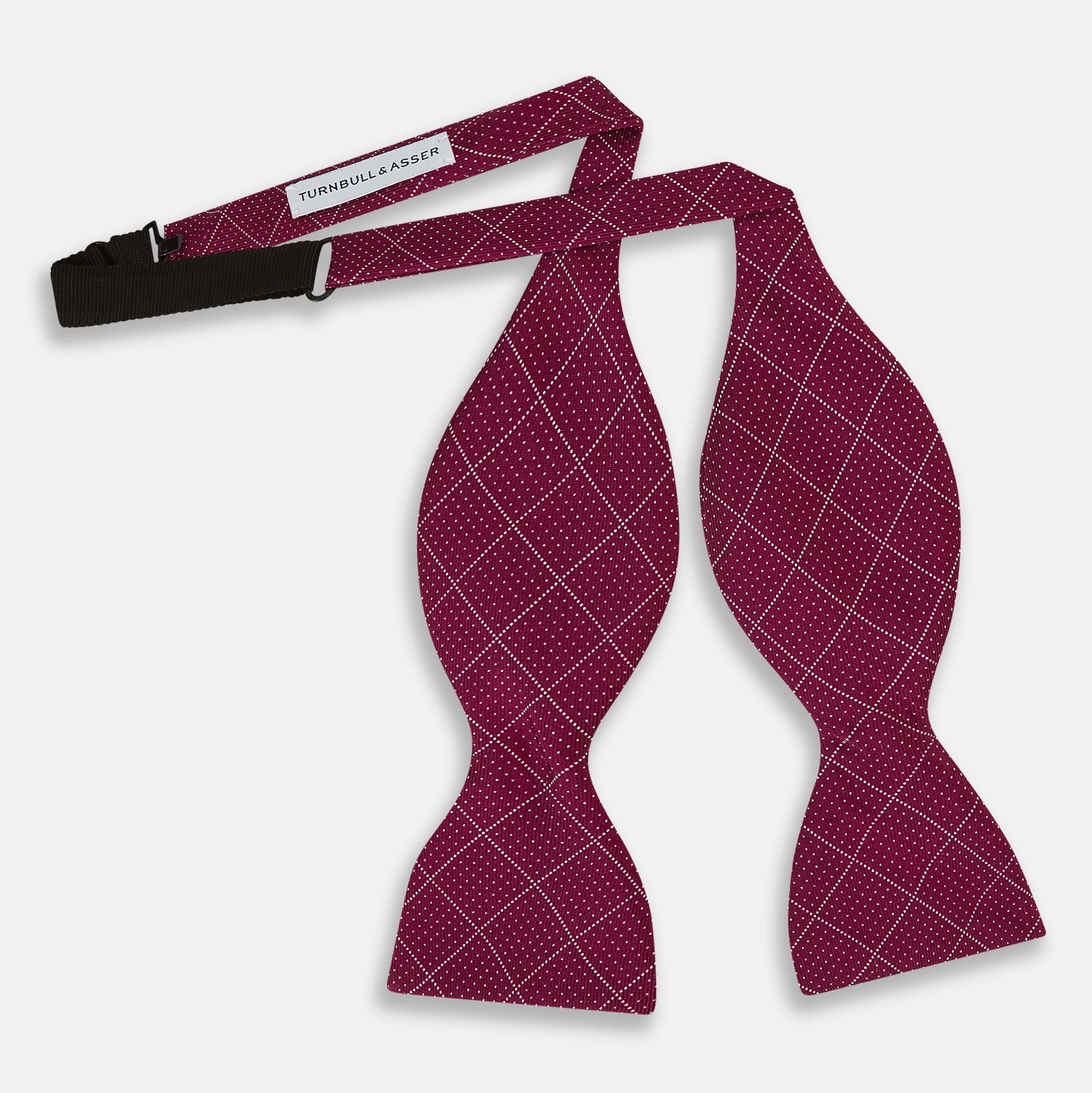 View 2 of product Burgundy Dotted Check Pattern Printed Silk Bow Tie OS