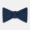 View 1 of product Blue Beaded Ticking Stripe Printed Silk Bow Tie OS