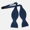View 2 of product Blue Beaded Ticking Stripe Printed Silk Bow Tie OS