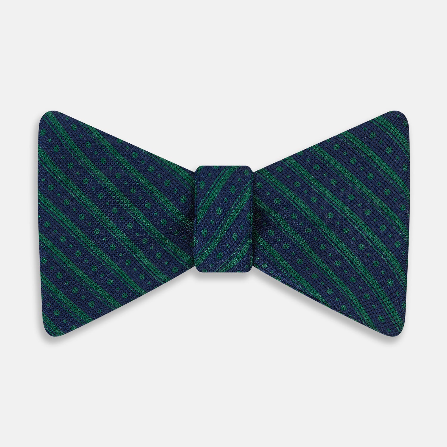 View 1 of product Forest Green Beaded Ticking Stripe Silk Bow Tie OS