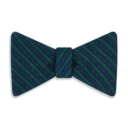 Forest Green Beaded Ticking Stripe Silk Bow Tie Image 3