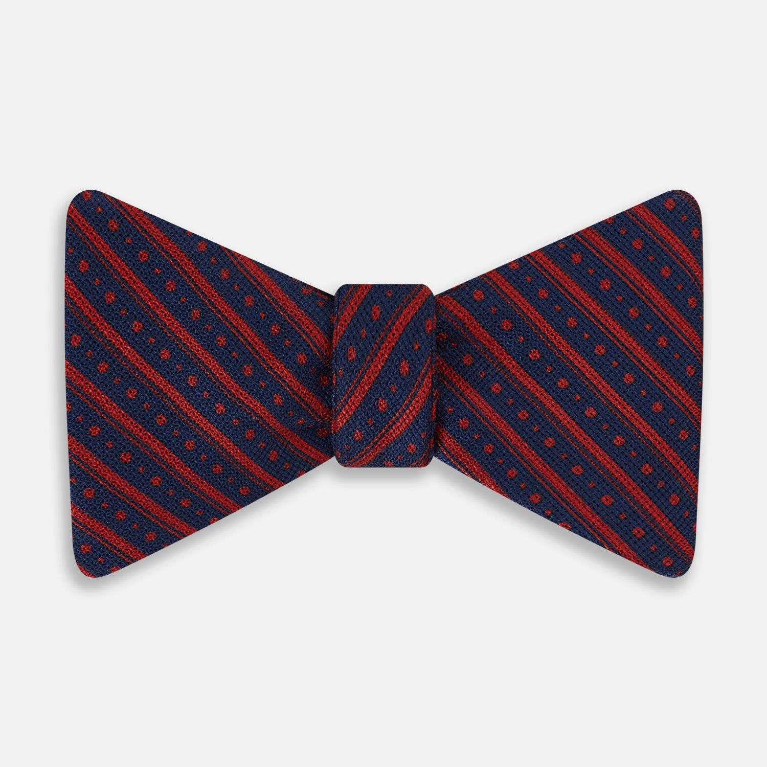 View 1 of product Red Beaded Ticking Stripe Printed Silk Bow Tie OS