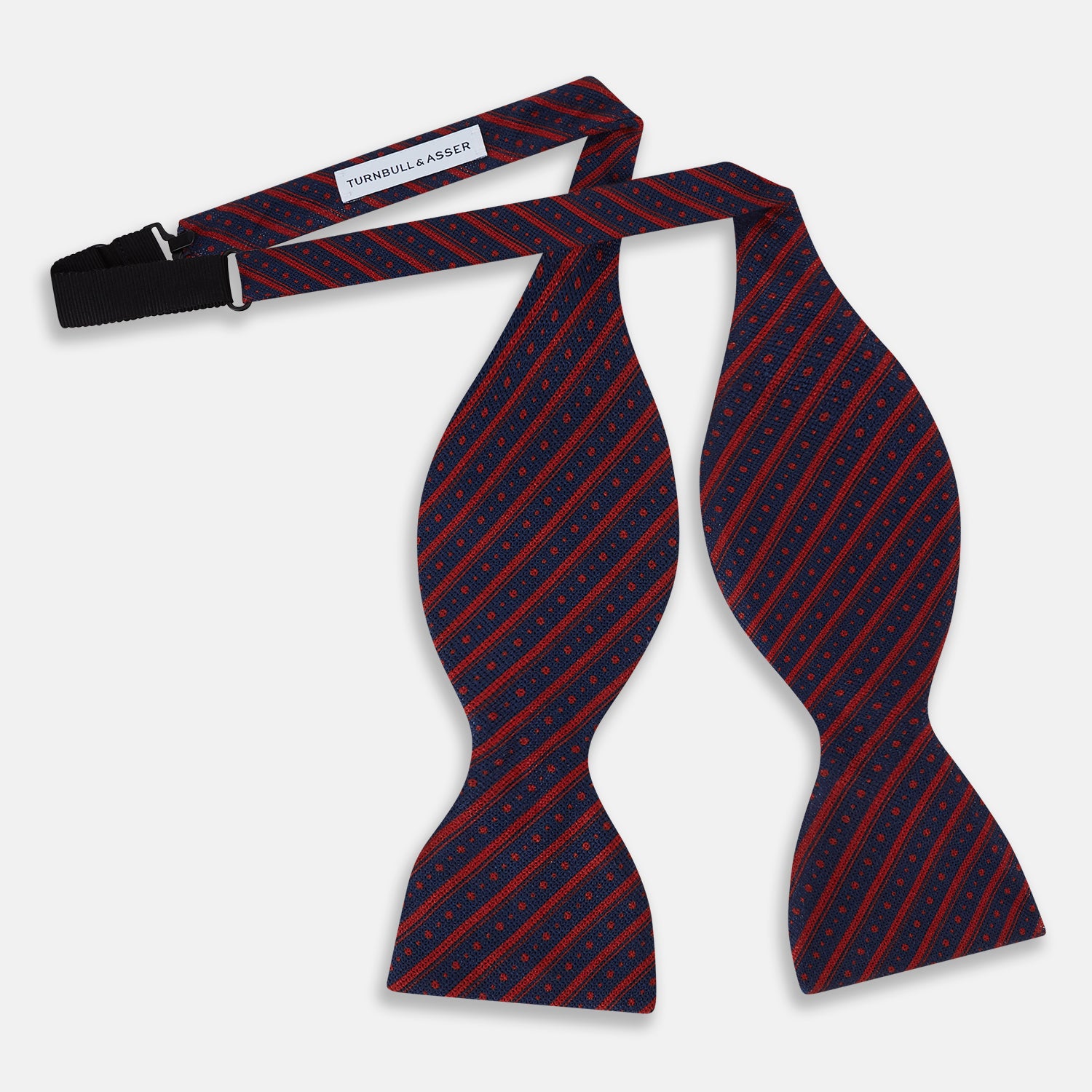 View 2 of product Red Beaded Ticking Stripe Printed Silk Bow Tie OS