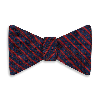 Red Beaded Ticking Stripe Printed Silk Bow Tie Image 3