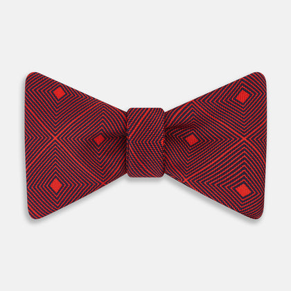 RED GEOMETRIC SILK BOW TIE