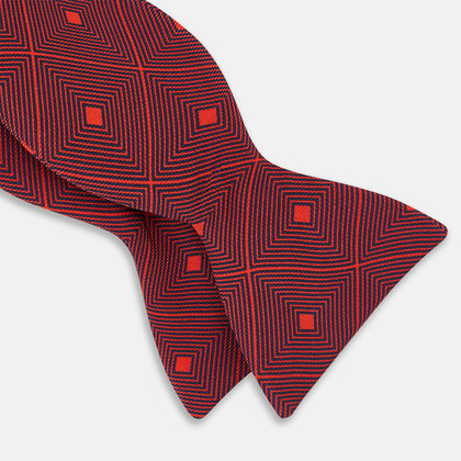 RED GEOMETRIC SILK BOW TIE Image 2