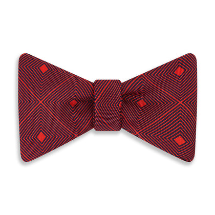 RED GEOMETRIC SILK BOW TIE Image 3