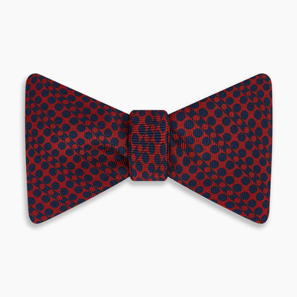 Red Micro-Dot Bar Printed Silk Bow Tie Image 3