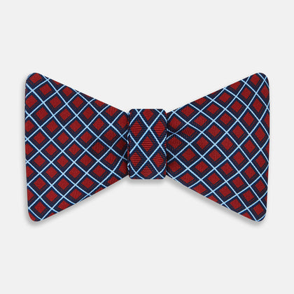 RED AND BLUE CHECKED SILK BOW TIE