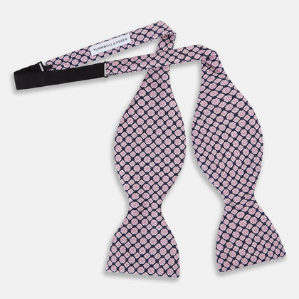BLUE AND PINK ROSETTE SILK BOW TIE Image 1