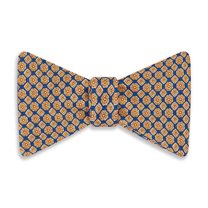 NAVY AND GOLD ROSETTE SILK BOW TIE Image 3