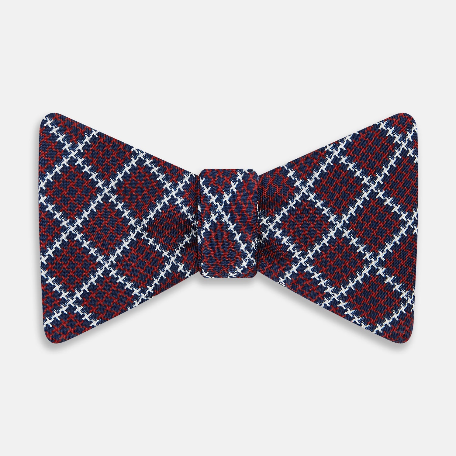 View 1 of product Red Houndstooth Check Printed Silk Bow Tie OS