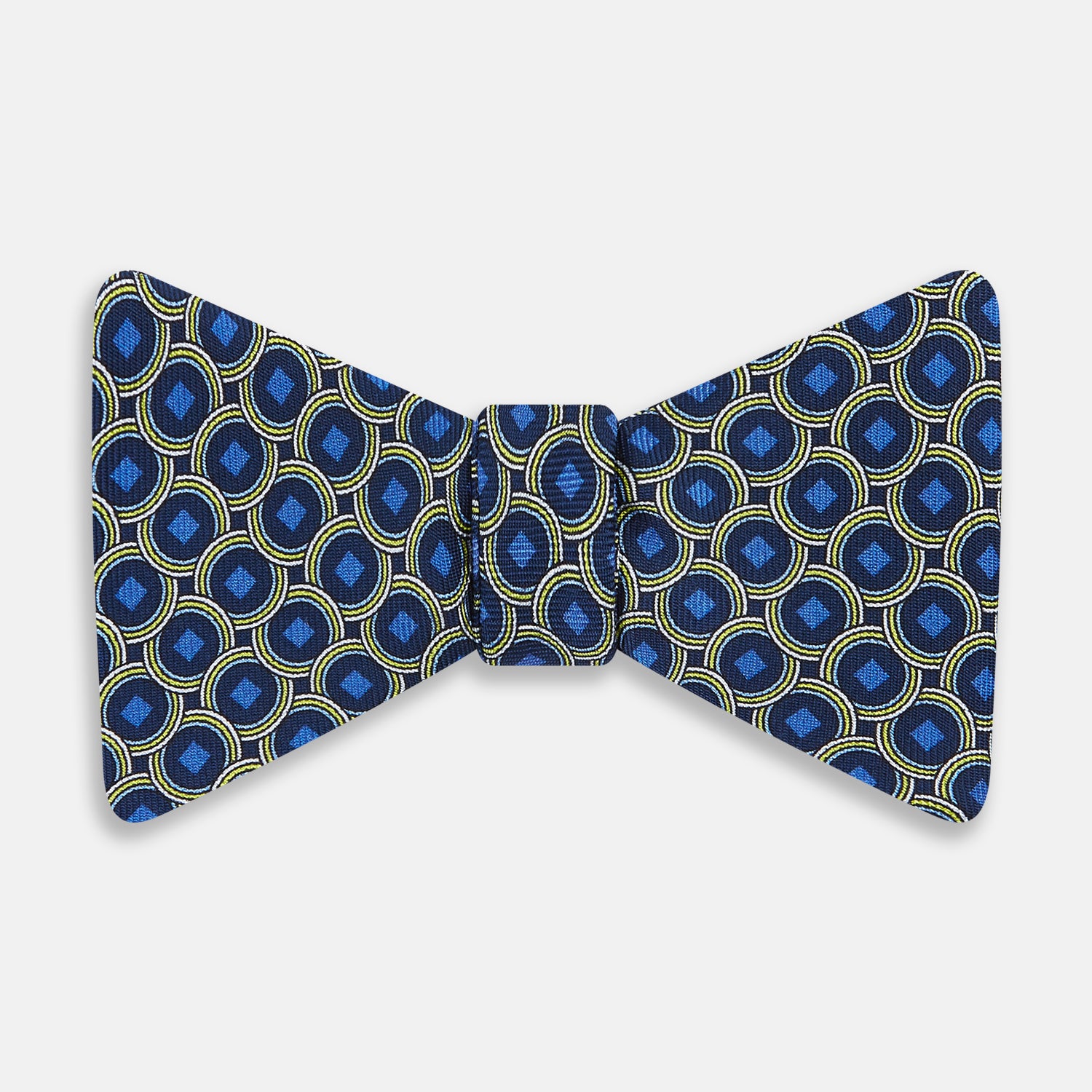 View 1 of product Navy Interlocking Circle Foulard Silk Bow Tie OS