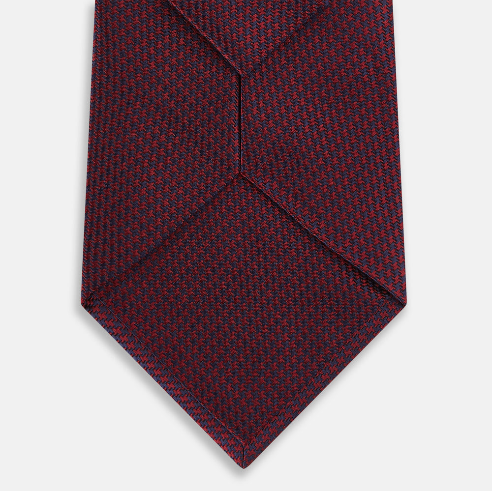 Seven-Fold Navy and Red Silk Tie