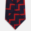View 3 of product Seven-Fold Silk Red and Navy Geometric Tie