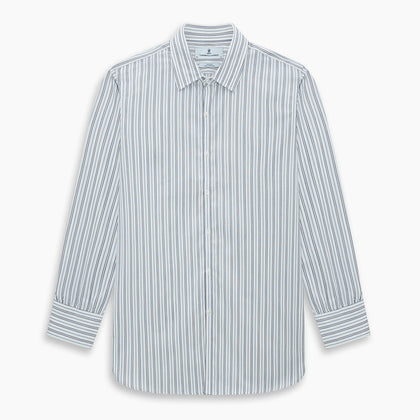 NAVY AND LIGHT BLUE MULTI TRACK STRIPE WESTMINSTER SHIRT Image 8