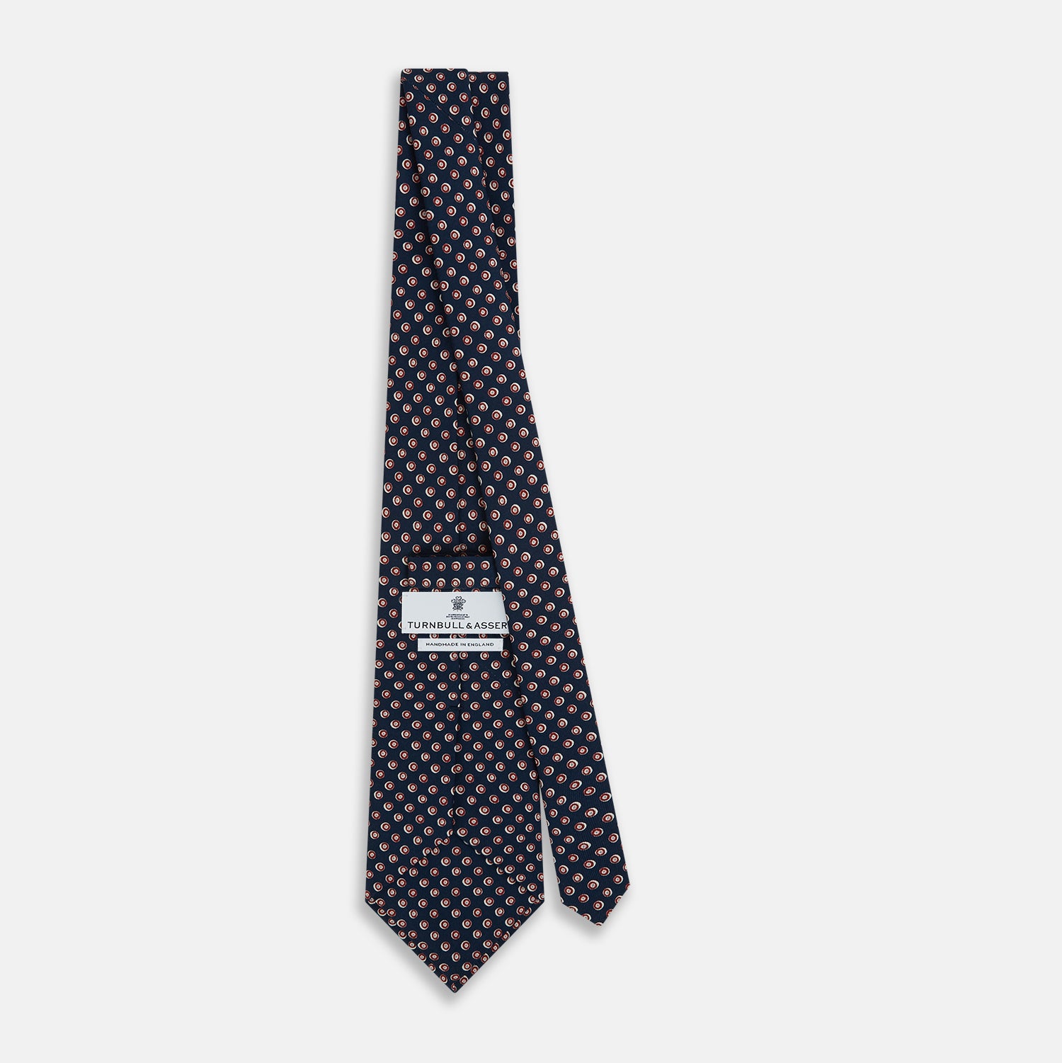 View 4 of product Navy and Red Circle Foulard Silk Tie