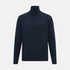 View 1 of product Navy Melange Half-Zip Cashmere Jumper