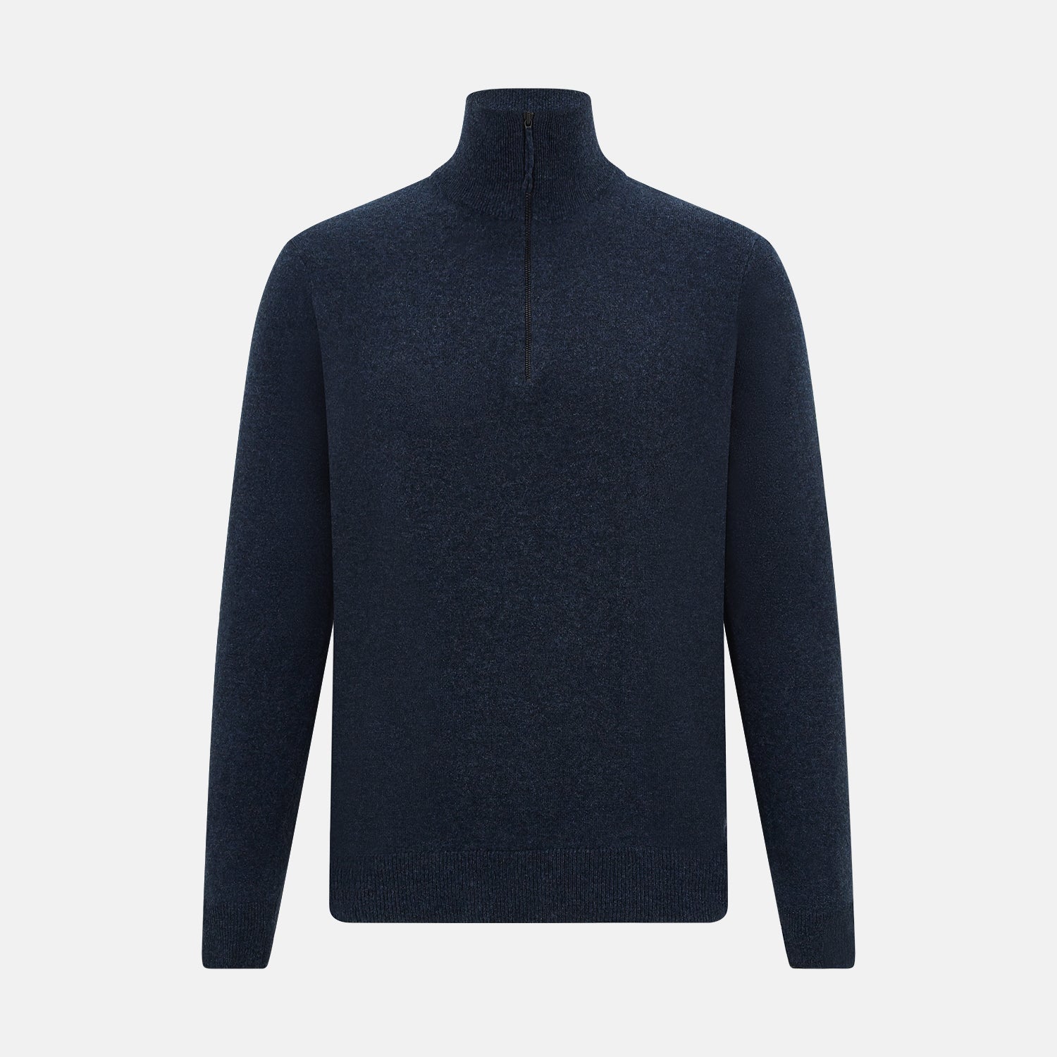View 1 of product Navy Melange Half-Zip Cashmere Jumper