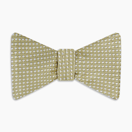 Gold and White Square Silk Bow Tie Image 3