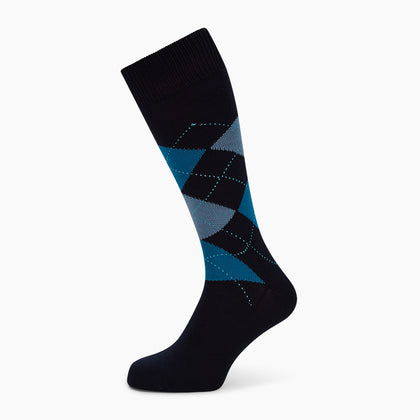 Navy Check Mid-Length Socks Image 4