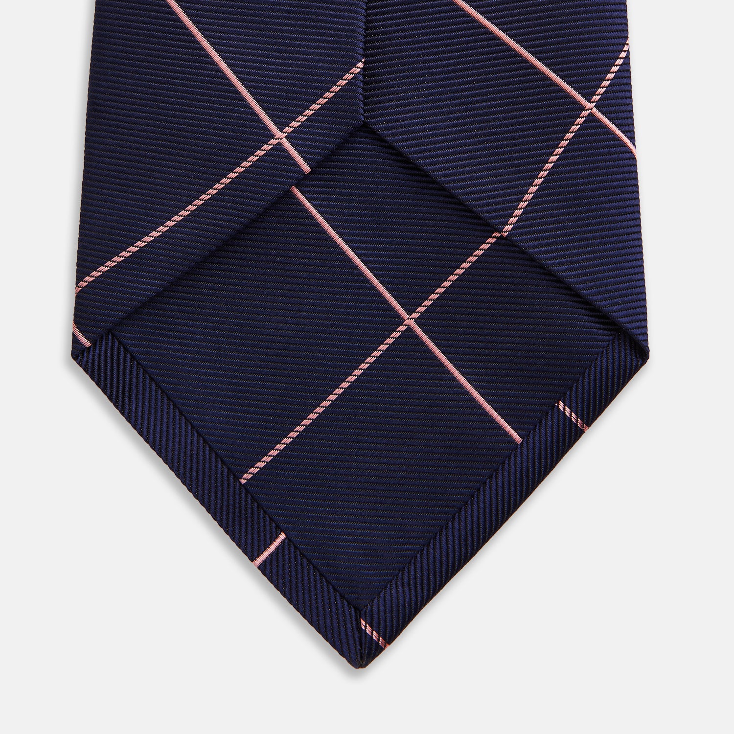 View 4 of product FONDANT PINK and WINDOW PANE NAVY SIlk TIE