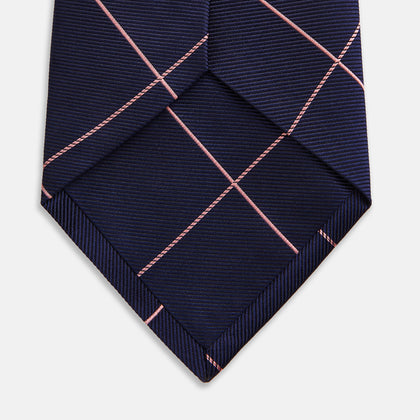 FONDANT PINK and WINDOW PANE NAVY SIlk TIE Image 3