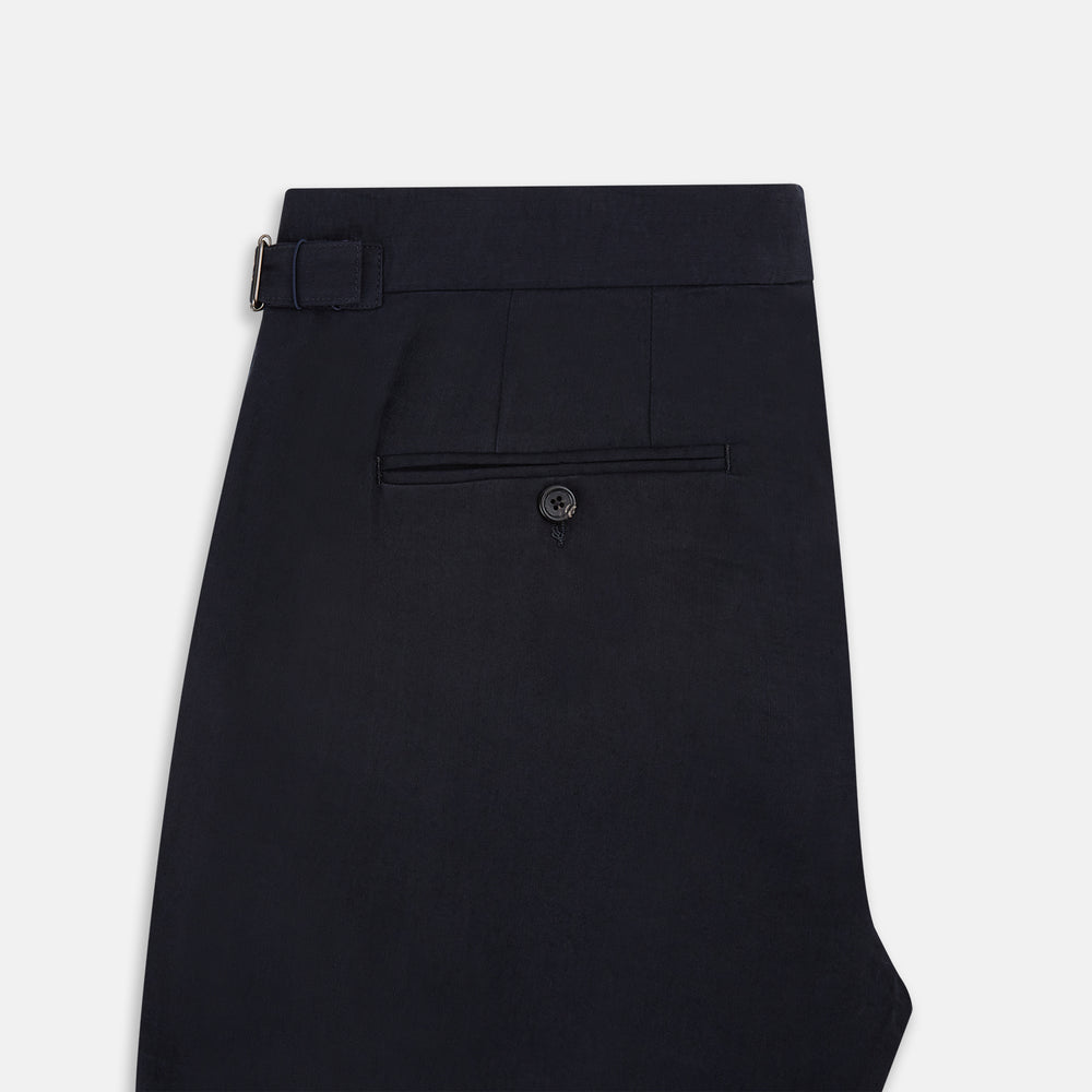 Navy Linen Blend Henry Trousers