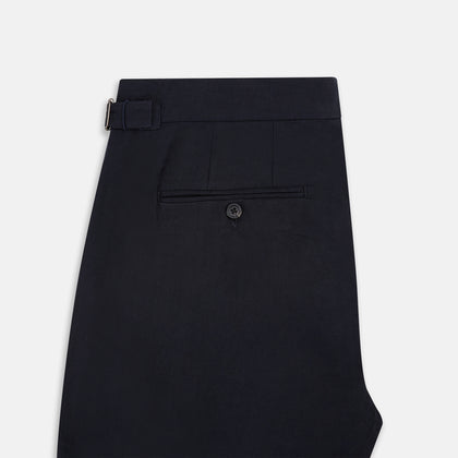 Navy Linen Blend Henry Trousers Image 4
