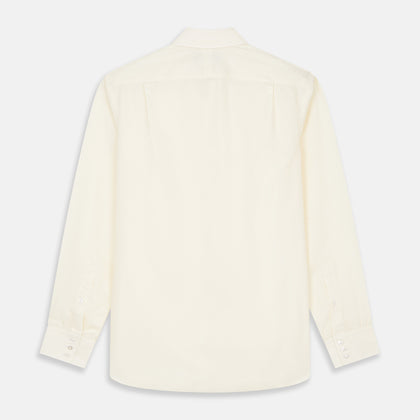 Tailored Fit Cream Cotton Shirt with Kent Collar and 3-Button Cuffs Image 2