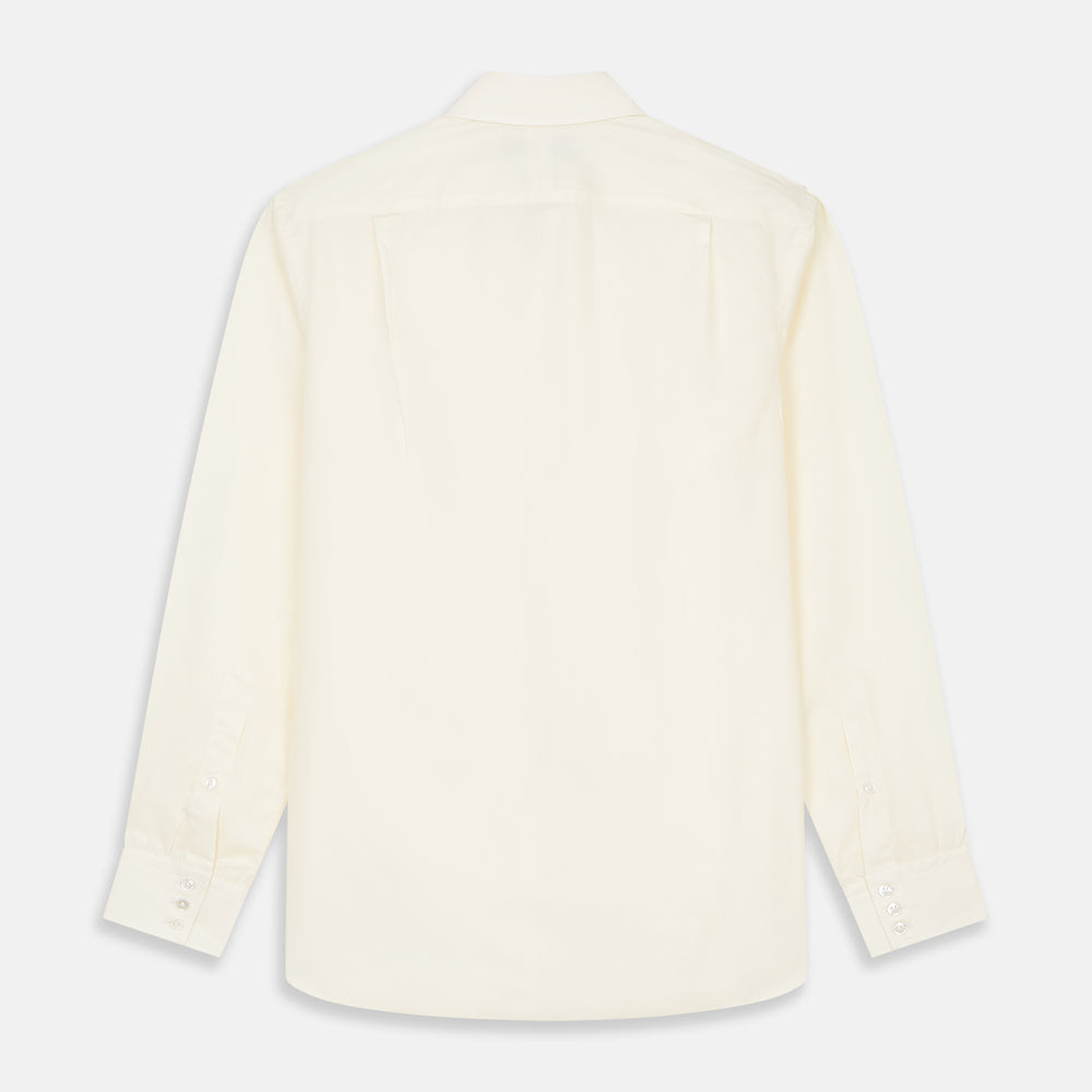 Tailored Fit Cream Cotton Shirt with Kent Collar and 3-Button Cuffs