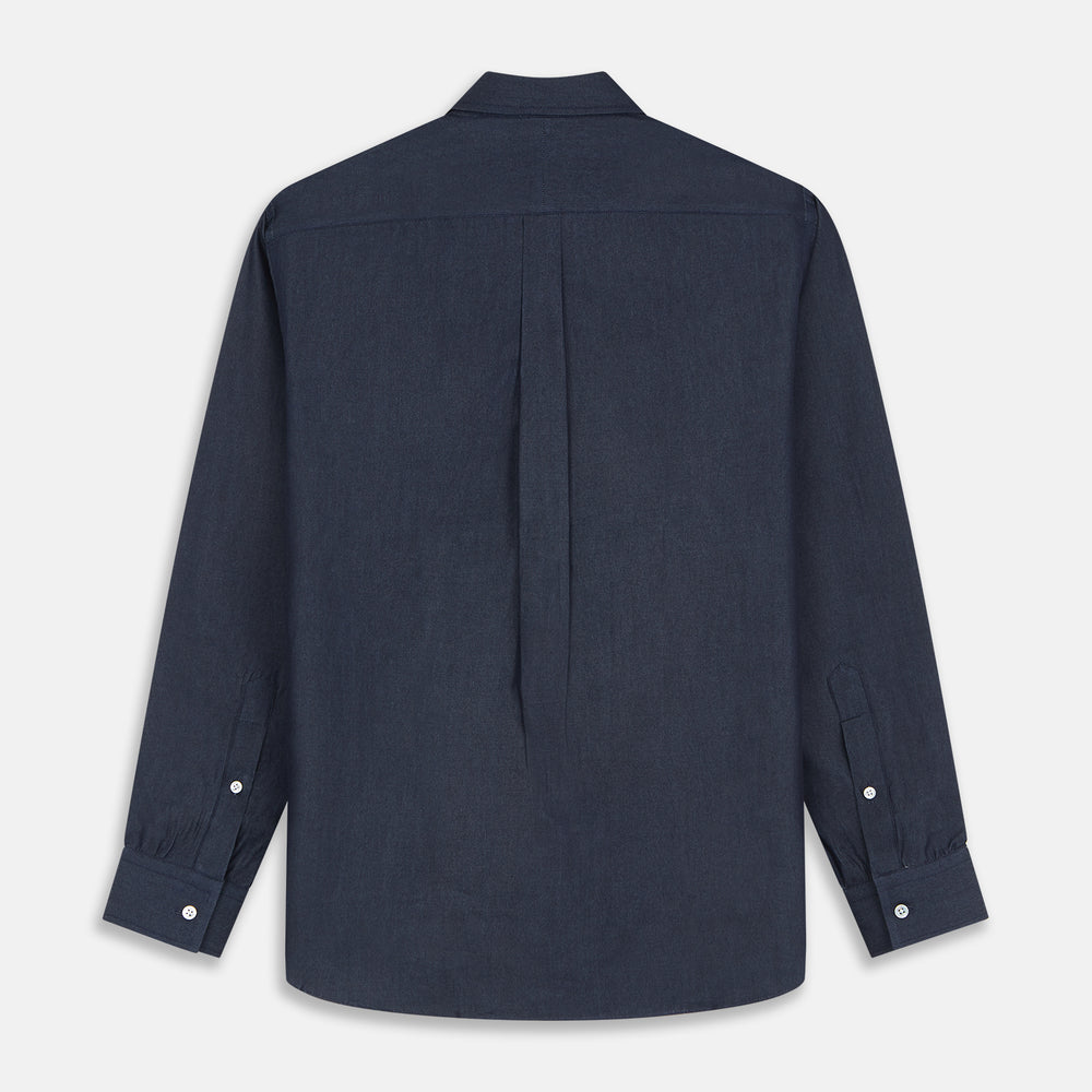 Blue Weekend Fit Finch Shirt With Derby Collar And Chest Pocket