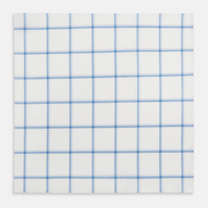 Colony Blue Grid Check Hand-Rolled Handkerchief