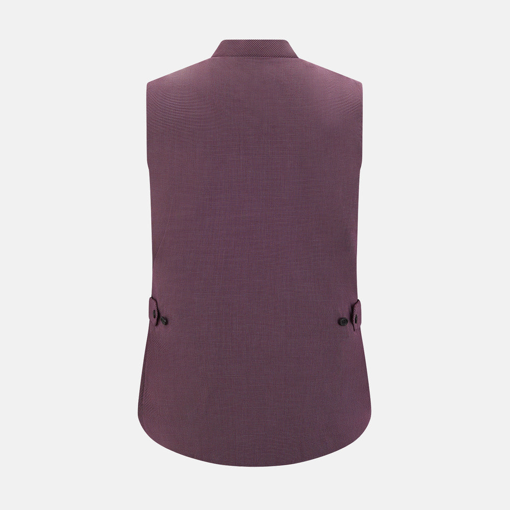 Burgundy Pin Check Padded Gilet
