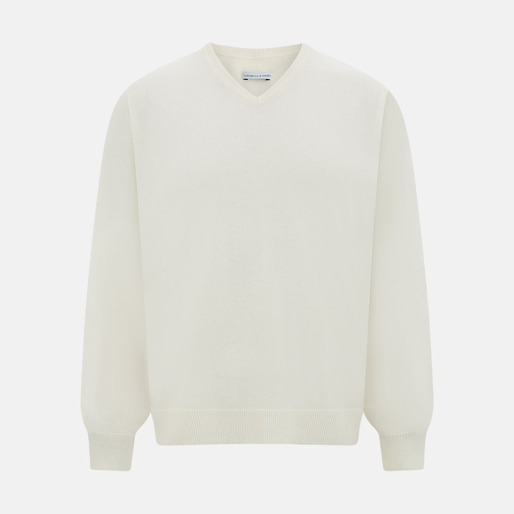 Ivory Cashmere V-neck Jumper