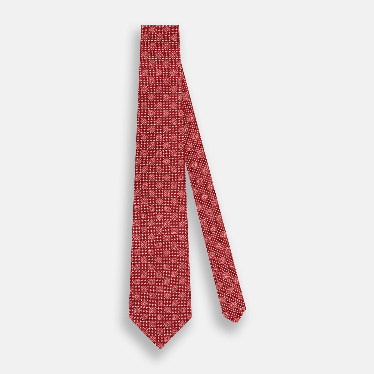 View 2 of product Red Medallion Printed Silk Tie