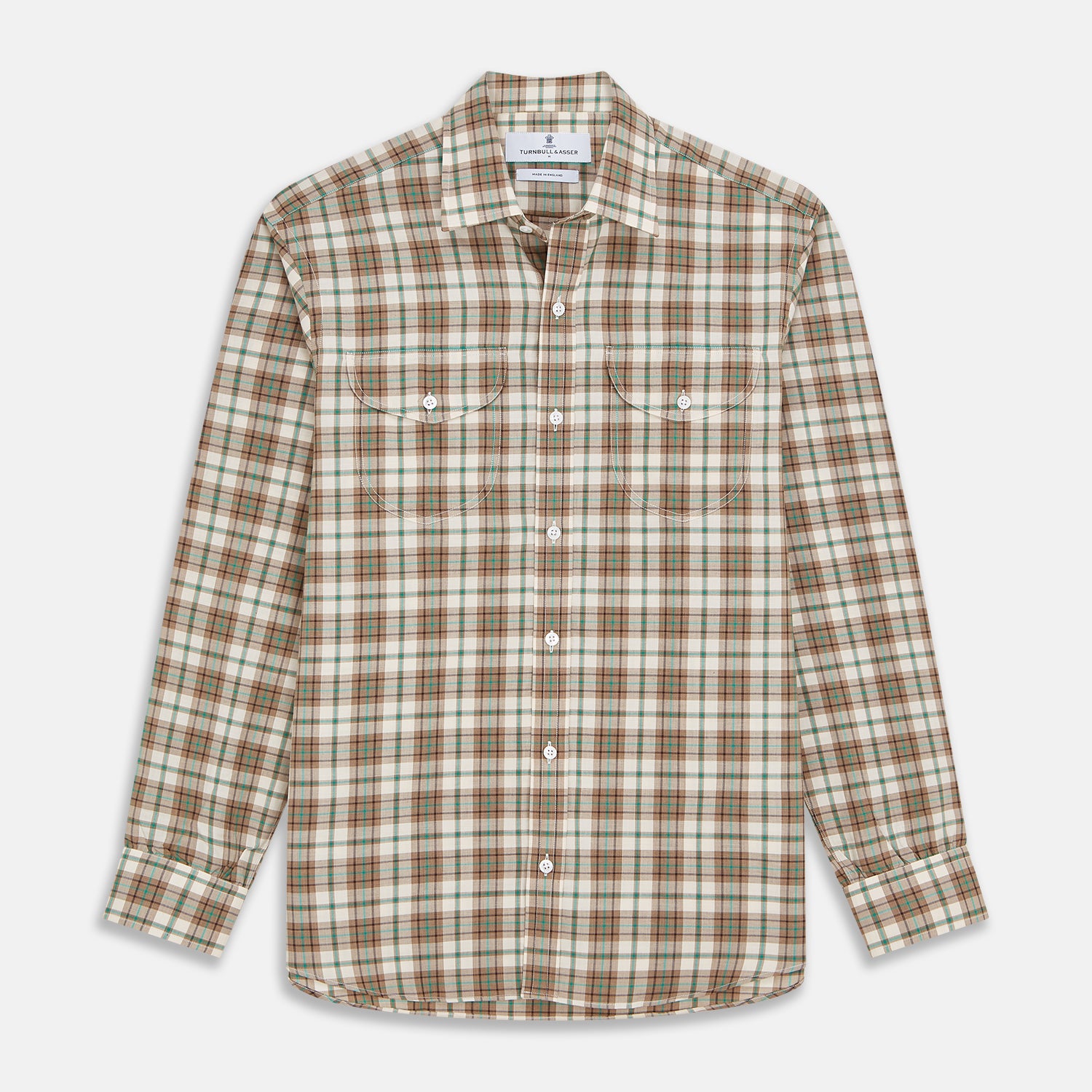 View 1 of product Green and Oatmeal Cotton Weekend Fit Langston Shirt