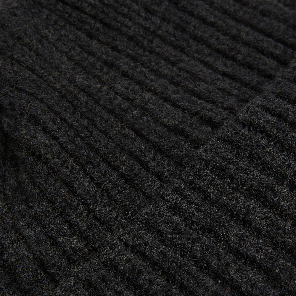 Charcoal Melange Ribbed Cashmere Beanie