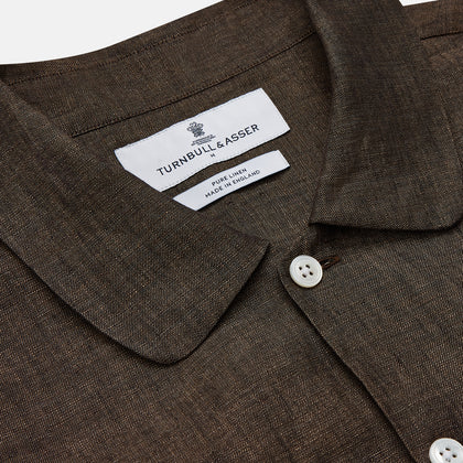 Chocolate Brown Linen Holiday Fit Fellows Shirt Image 2