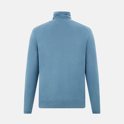 Pale Blue Fine Merino High Neck Jumper Image 2