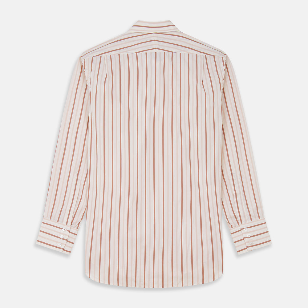 Pink and Sandstone Stripe Cotton Regular Fit Mayfair Shirt