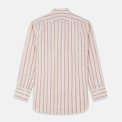 Pink and Sandstone Stripe Cotton Regular Fit Mayfair Shirt Image 4